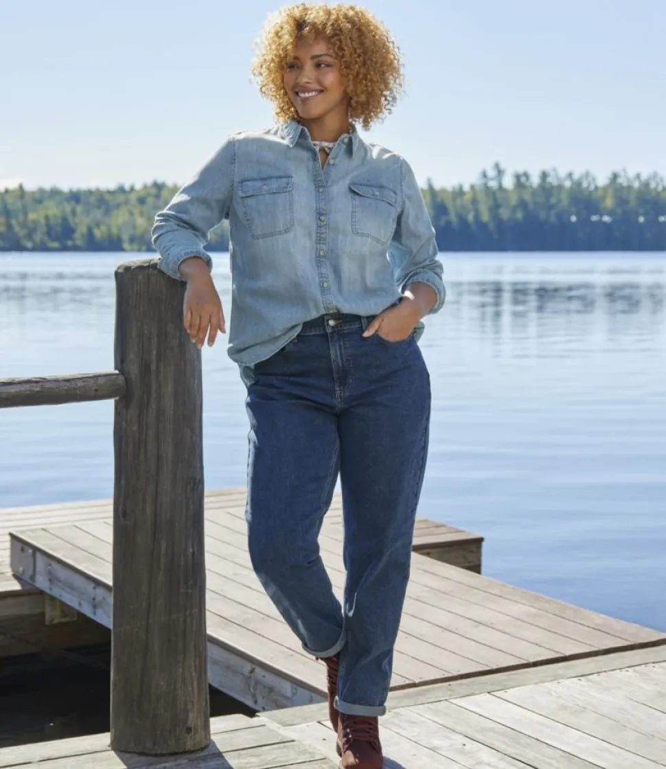 Flash Sale L.L.Bean "Women's L.L. Bean Heritage Washed Denim Shirt, Long-Sleeve"
