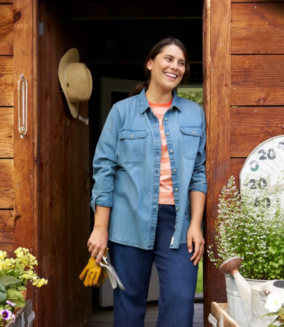 Flash Sale L.L.Bean "Women's L.L. Bean Heritage Washed Denim Shirt, Long-Sleeve"
