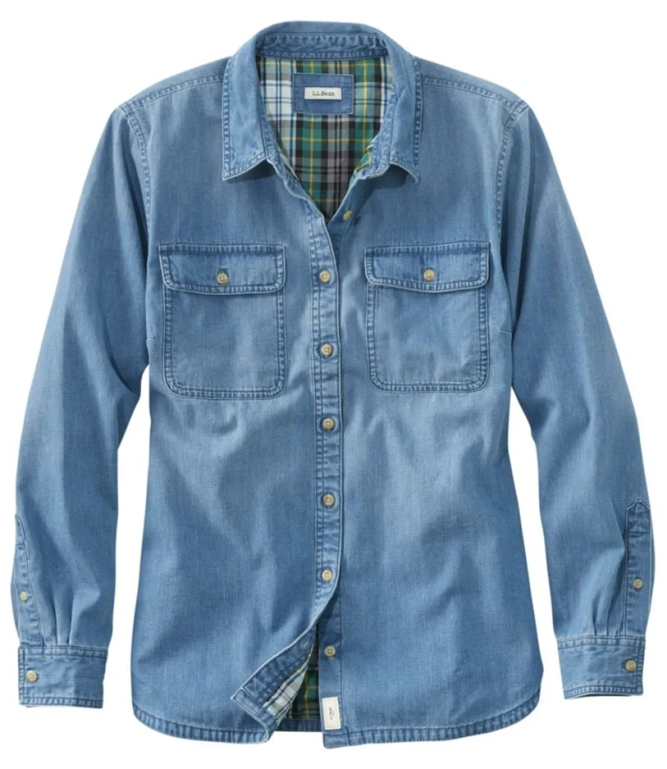 Cheap L.L.Bean "Women's L.L. Bean Heritage Washed Denim Shirt, Lined"