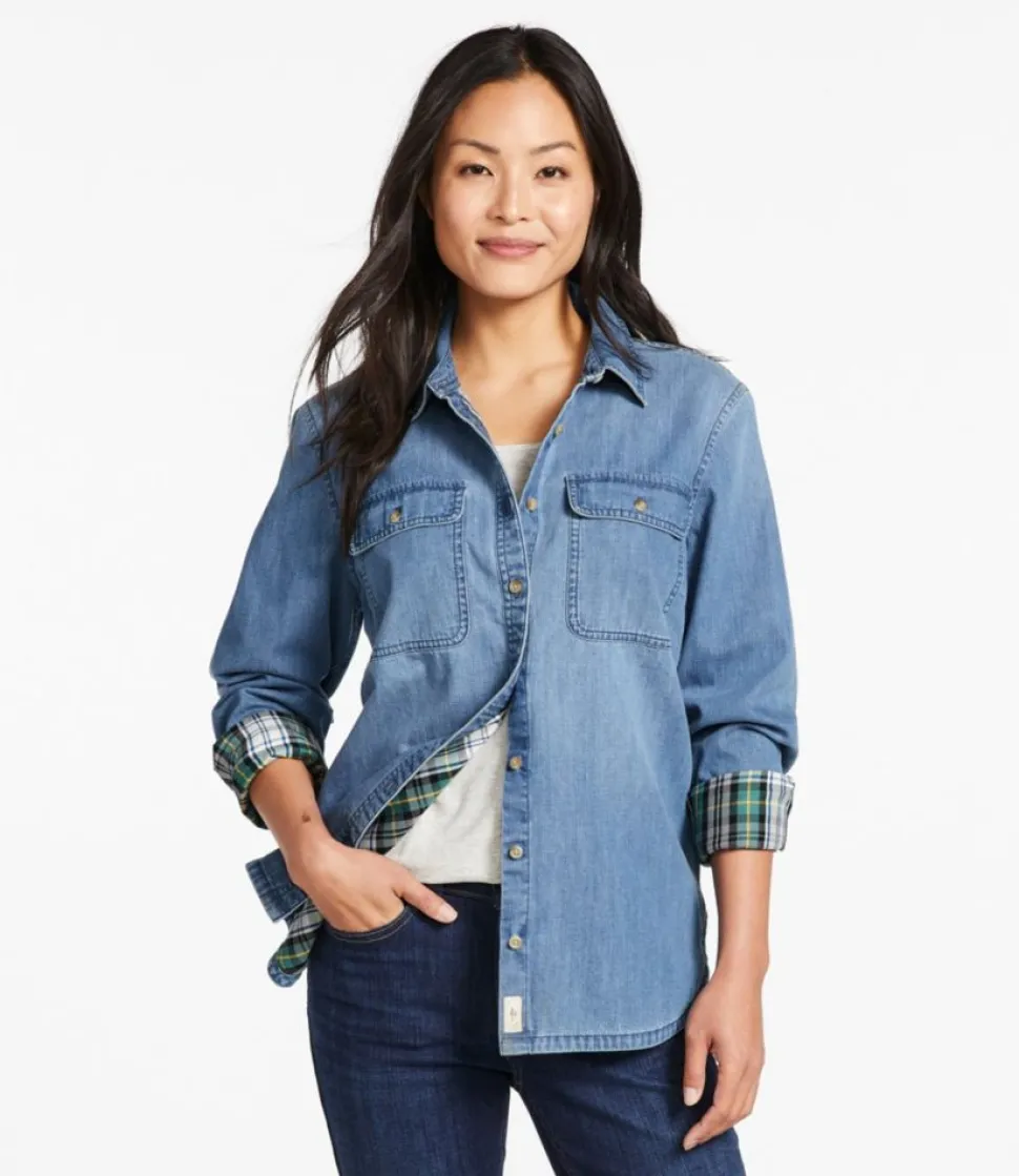 Cheap L.L.Bean "Women's L.L. Bean Heritage Washed Denim Shirt, Lined"