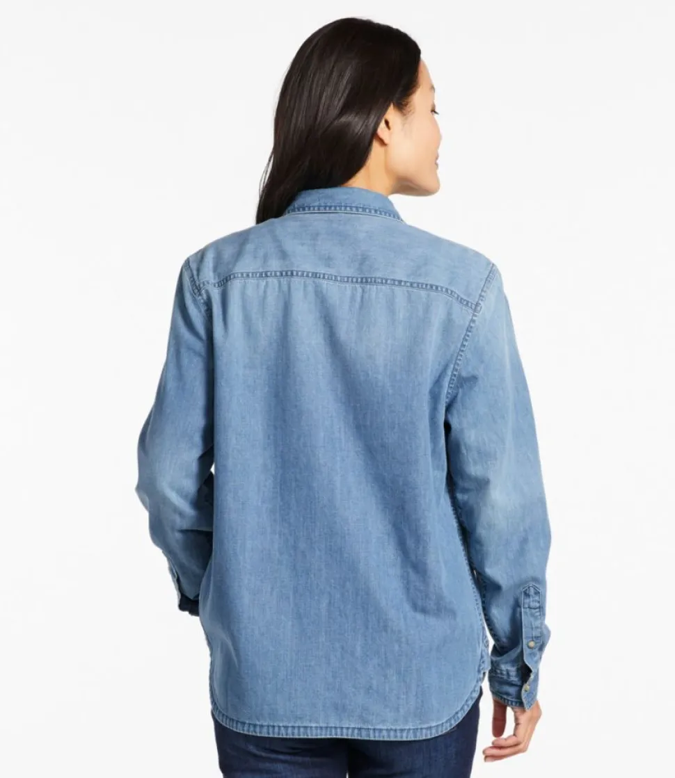 Cheap L.L.Bean "Women's L.L. Bean Heritage Washed Denim Shirt, Lined"
