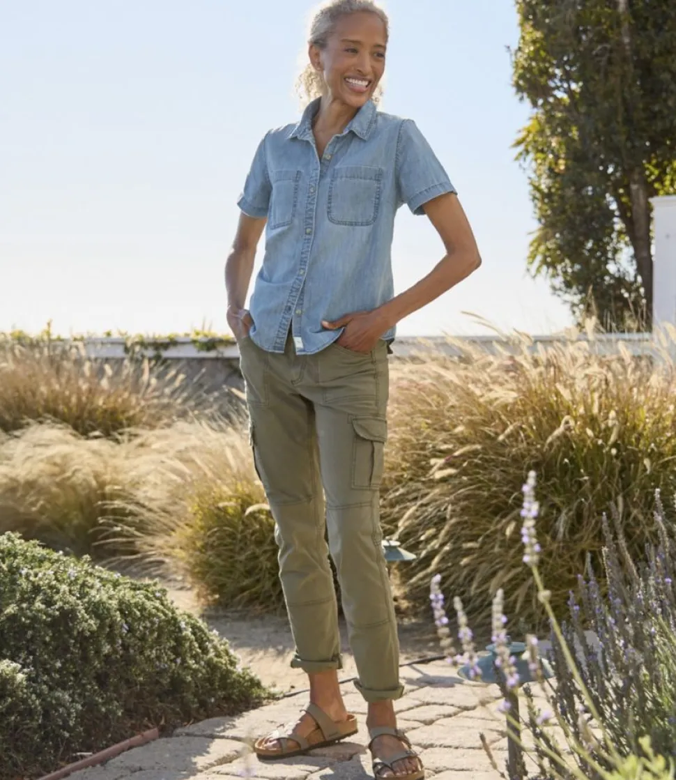 New L.L.Bean "Women's L.L. Bean Heritage Washed Lightweight Denim Shirt, Short-Sleeve"