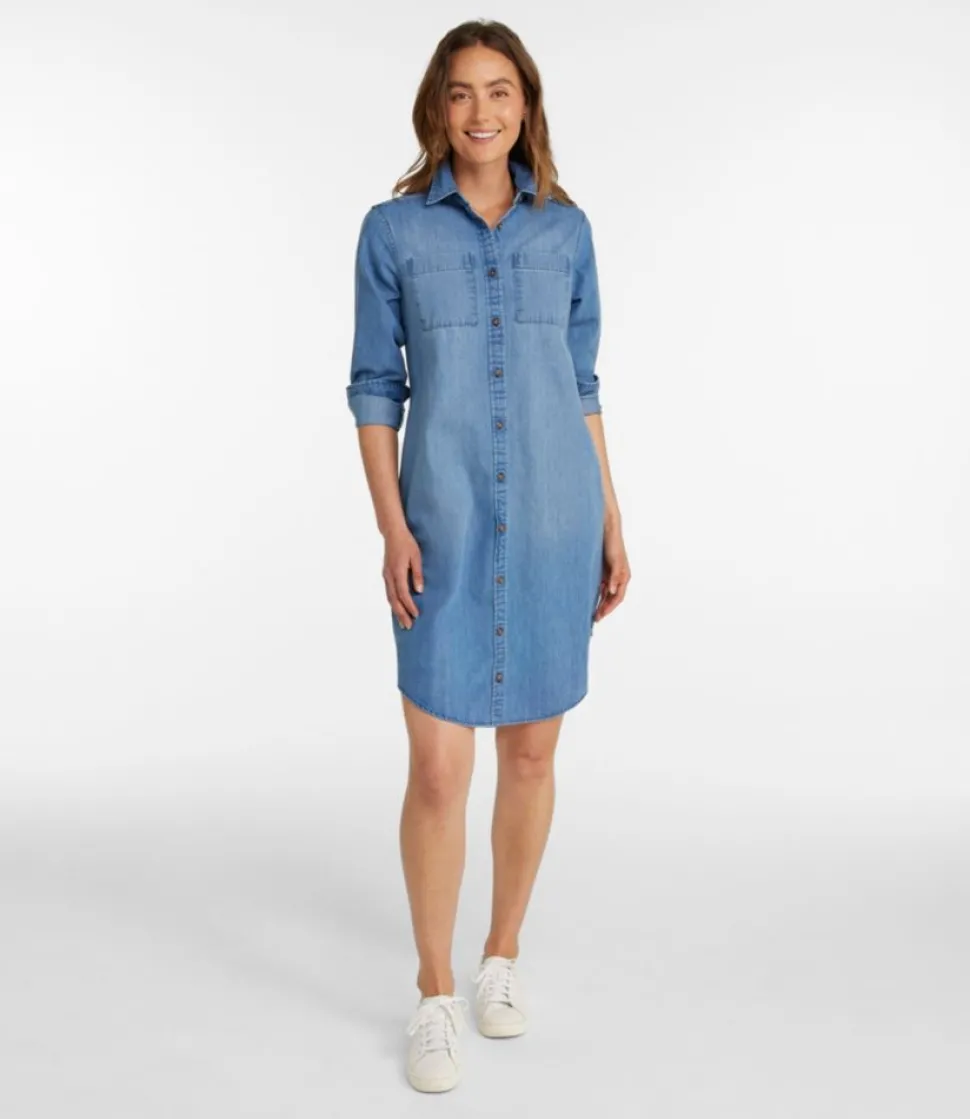 Discount L.L.Bean "Women's L.L. Bean Heritage Washed Denim Shirt Dress" MediumBlue