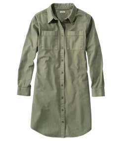 Clearance L.L.Bean "Women's L.L. Bean Heritage Washed Denim Shirt Dress, Garment-Dye" DeepOlive