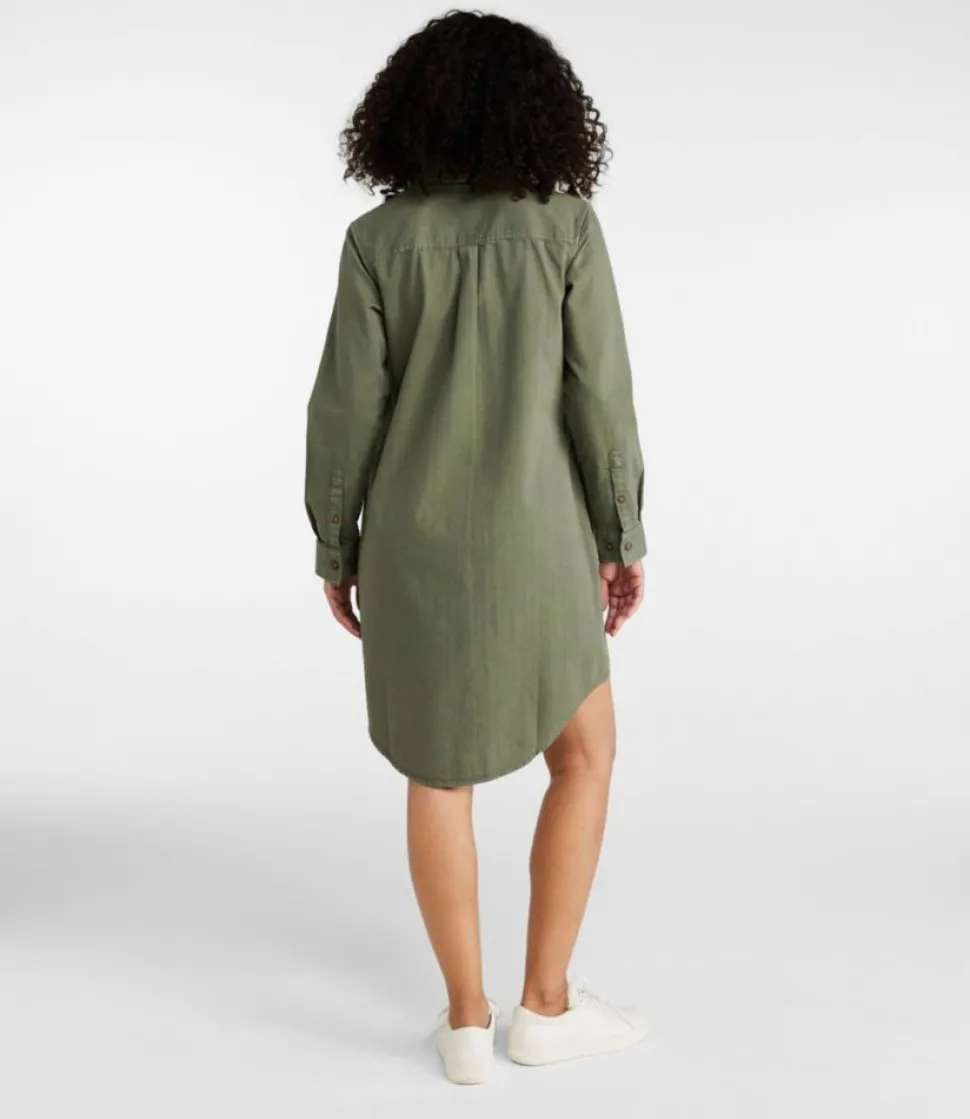 Clearance L.L.Bean "Women's L.L. Bean Heritage Washed Denim Shirt Dress, Garment-Dye" DeepOlive