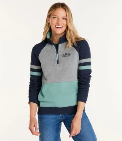 Discount L.L.Bean "Women's 1912 Sweatshirt, Quarter-Zip Colorblock"
