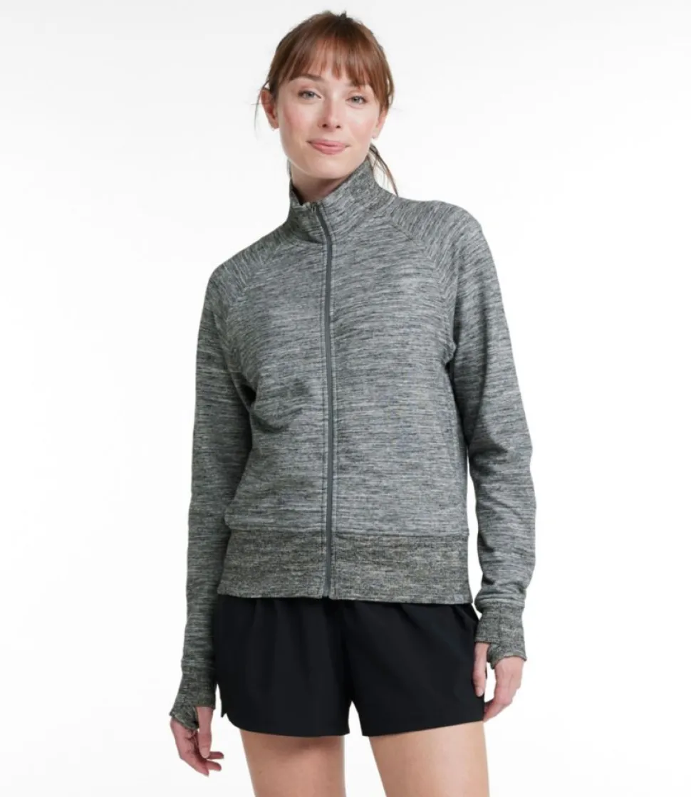 Store L.L.Bean "Women's Cozy Sweatshirt, Full-Zip Marled" LightGrayMarl
