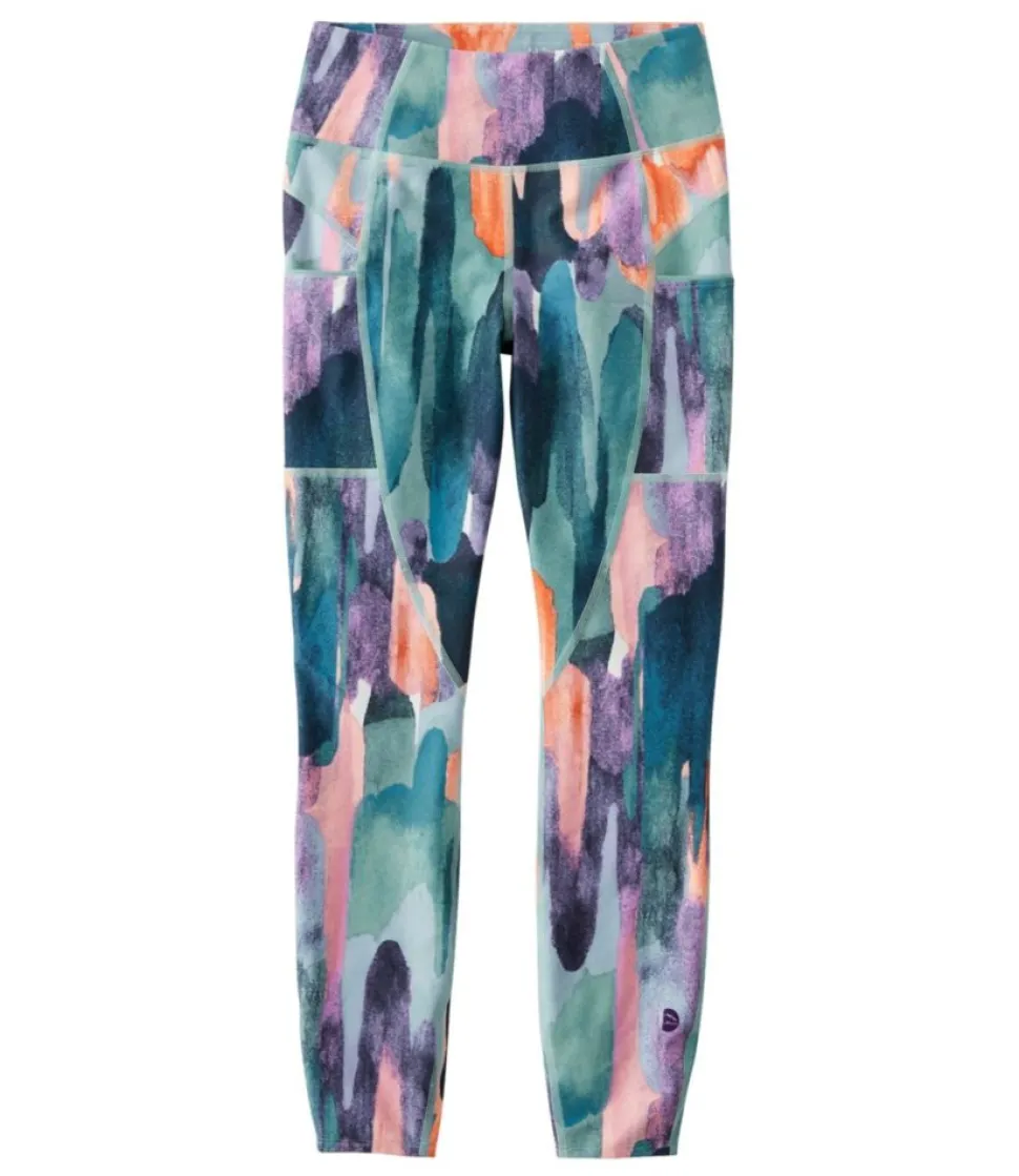 Clearance L.L.Bean "Women's Everyday Performance 7/8 Pocket Tights, High-Rise Print" CarbonNavyPaintbrushCamo