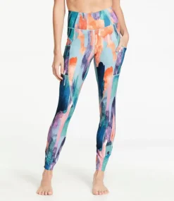 Clearance L.L.Bean "Women's Everyday Performance 7/8 Pocket Tights, High-Rise Print" CarbonNavyPaintbrushCamo