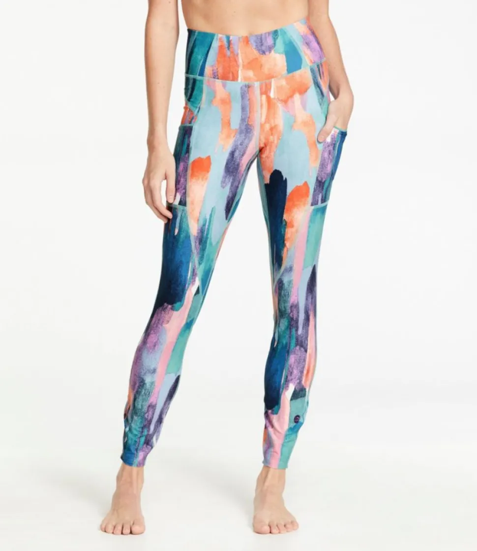 Clearance L.L.Bean "Women's Everyday Performance 7/8 Pocket Tights, High-Rise Print" CarbonNavyPaintbrushCamo