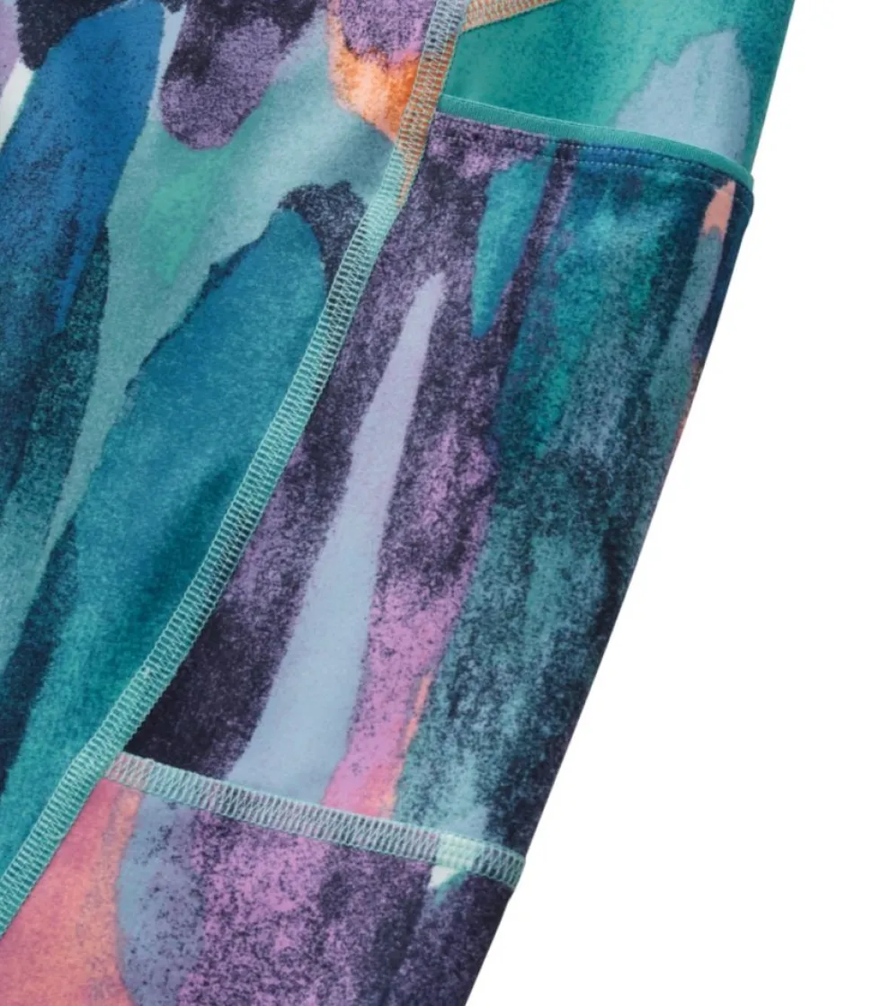 Clearance L.L.Bean "Women's Everyday Performance 7/8 Pocket Tights, High-Rise Print" CarbonNavyPaintbrushCamo