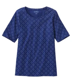 Cheap L.L.Bean "Women's Jewelneck Tee, Elbow-Sleeve Print"