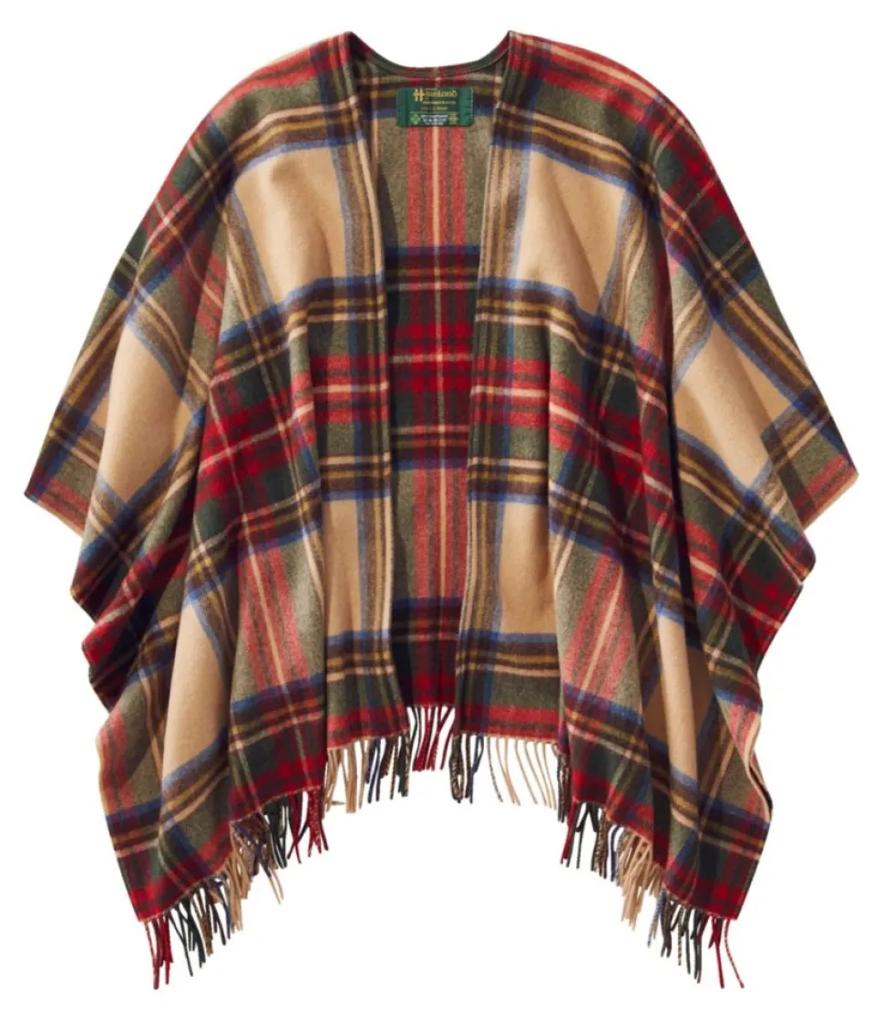 New L.L.Bean "Women's Poncho Scarf, Plaid"