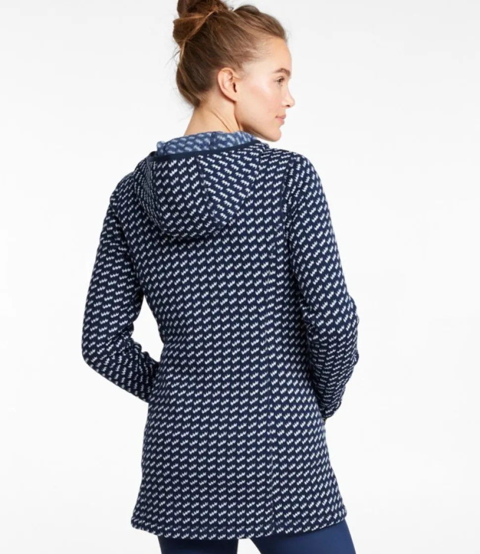 Outlet L.L.Bean "Women's Sweater Fleece Coat, Print" NavyBirdseye