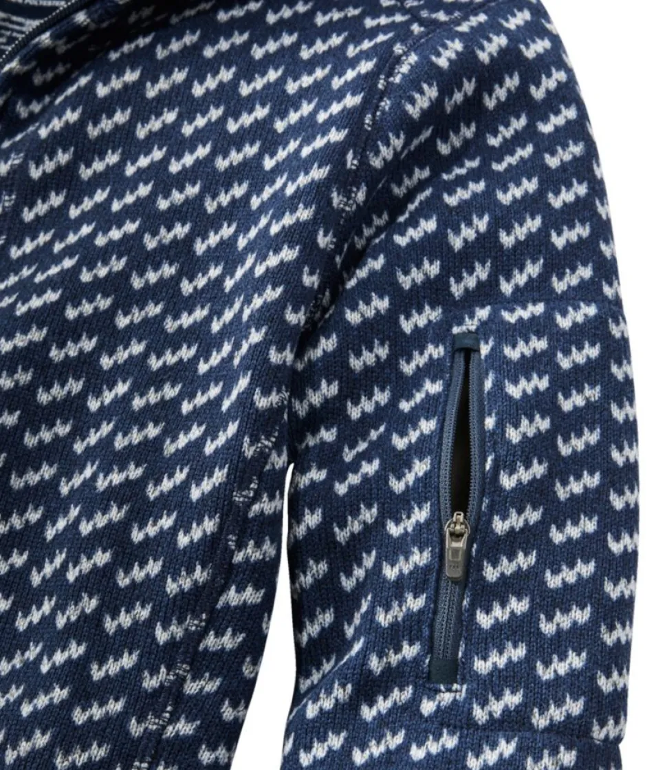 Outlet L.L.Bean "Women's Sweater Fleece Coat, Print" NavyBirdseye