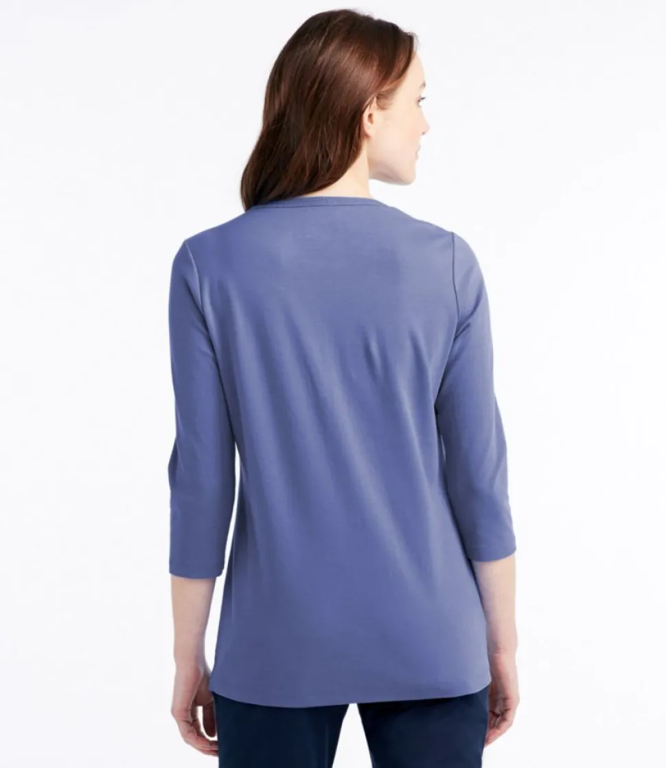 Best Sale L.L.Bean "Women's Tee, Three-Quarter-Sleeve Splitneck Tunic"
