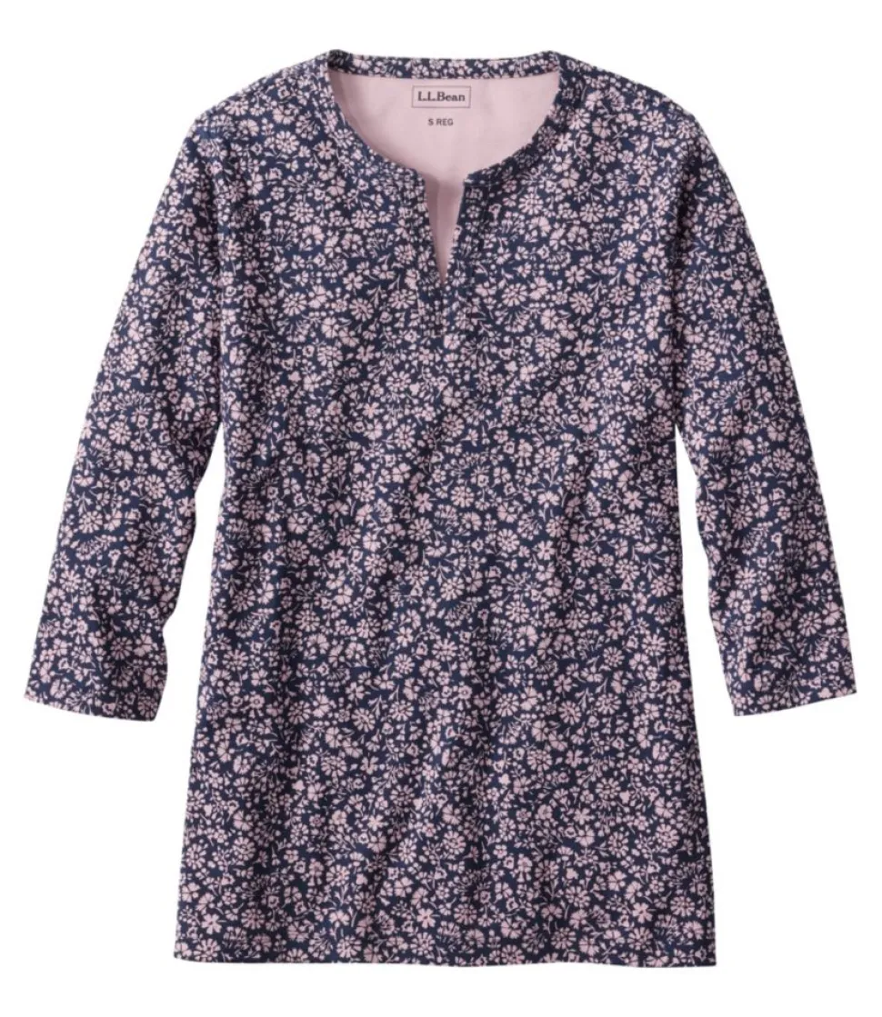Hot L.L.Bean "Women's Tee, Three-Quarter-Sleeve Splitneck Tunic Print"