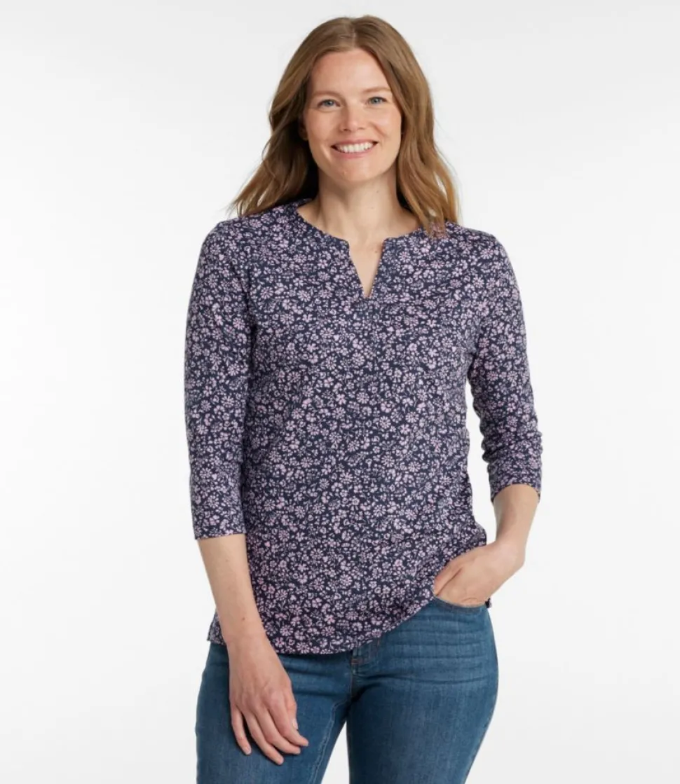 Hot L.L.Bean "Women's Tee, Three-Quarter-Sleeve Splitneck Tunic Print"
