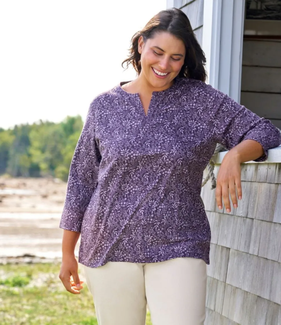 Hot L.L.Bean "Women's Tee, Three-Quarter-Sleeve Splitneck Tunic Print"