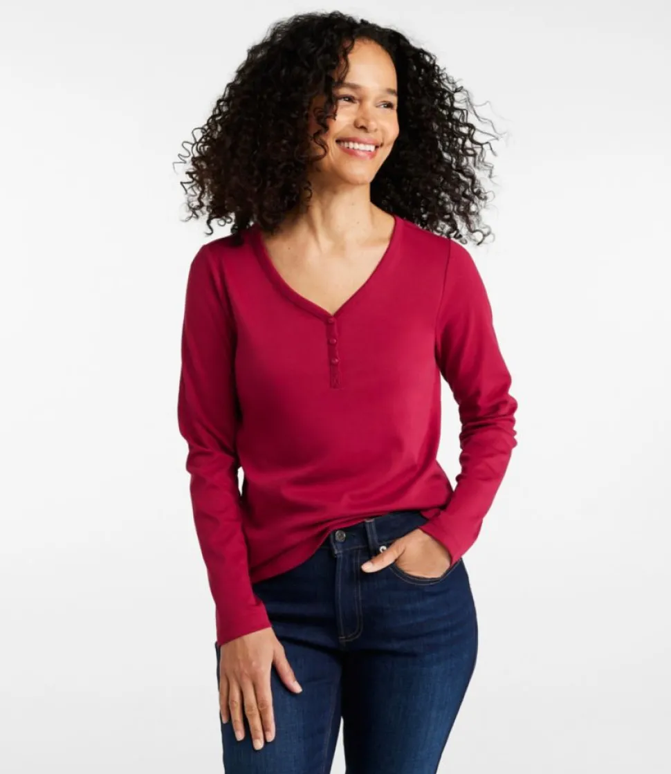 Best Sale L.L.Bean "Women's V-Neck Henley, Long-Sleeve"