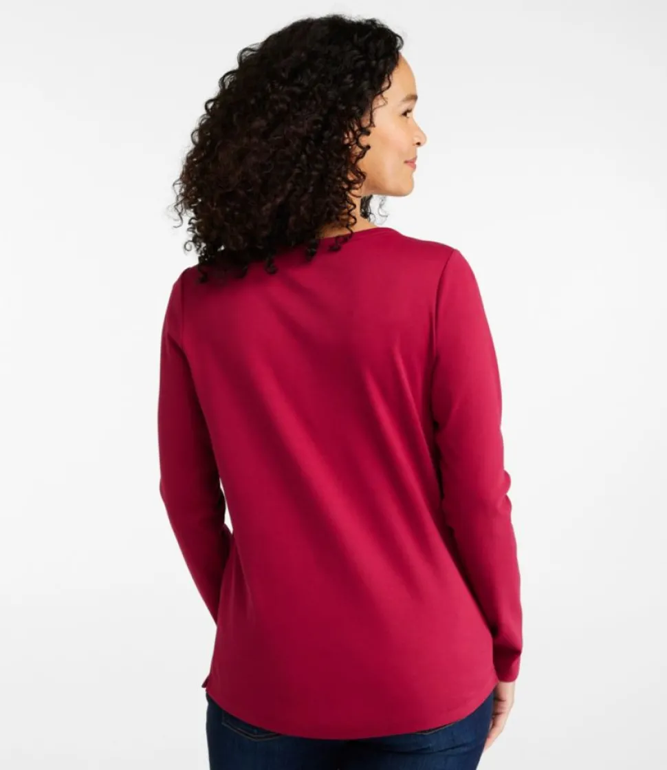 Best Sale L.L.Bean "Women's V-Neck Henley, Long-Sleeve"