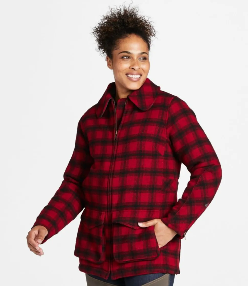 Discount L.L.Bean "Women's Maine Guide Wool Parka, PrimaLoft" Red/BlackPlaid