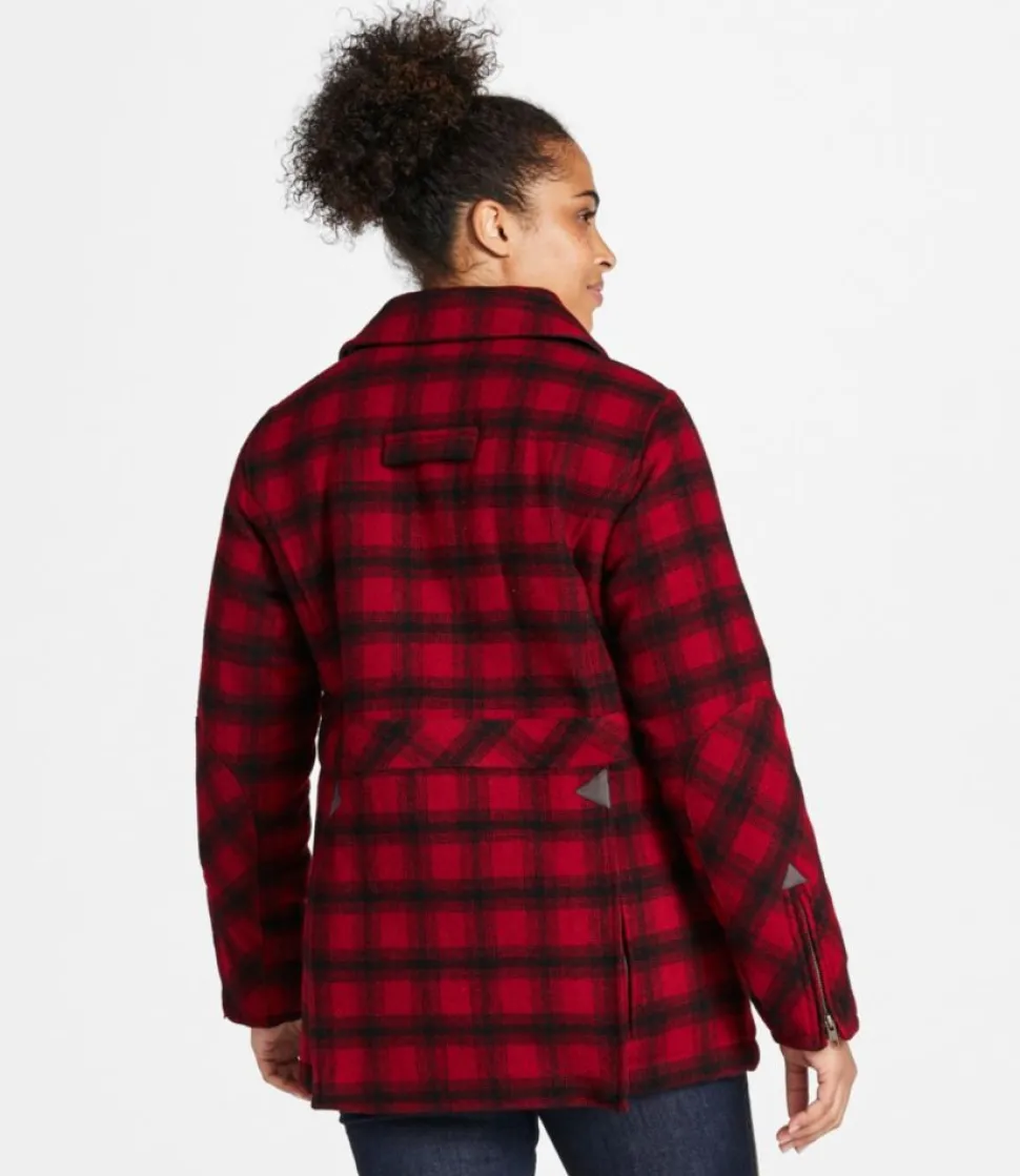 Discount L.L.Bean "Women's Maine Guide Wool Parka, PrimaLoft" Red/BlackPlaid