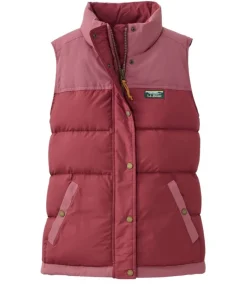 Fashion L.L.Bean "Women's Mountain Classic Down Vest, Colorblock" Burgundy/LightRosewood