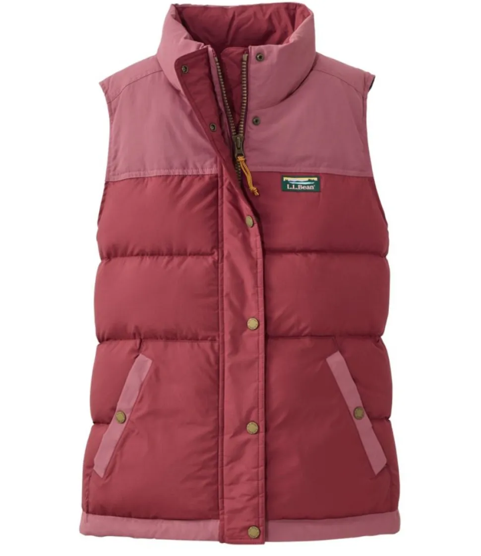 Fashion L.L.Bean "Women's Mountain Classic Down Vest, Colorblock" Burgundy/LightRosewood