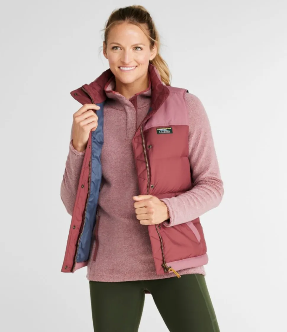 Fashion L.L.Bean "Women's Mountain Classic Down Vest, Colorblock" Burgundy/LightRosewood