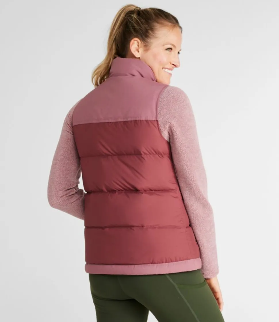 Fashion L.L.Bean "Women's Mountain Classic Down Vest, Colorblock" Burgundy/LightRosewood
