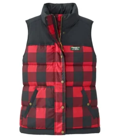 Best Sale L.L.Bean "Women's Mountain Classic Down Vest, Print" RichRedBuffaloPlaid