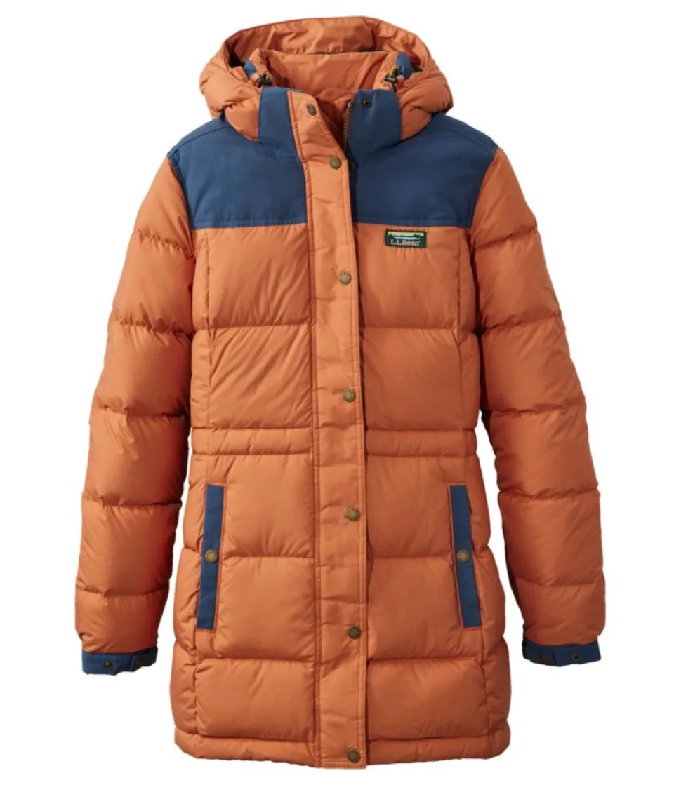 Sale L.L.Bean "Women's Mountain Classic Down Parka, Colorblock" Auburn/BrightMariner