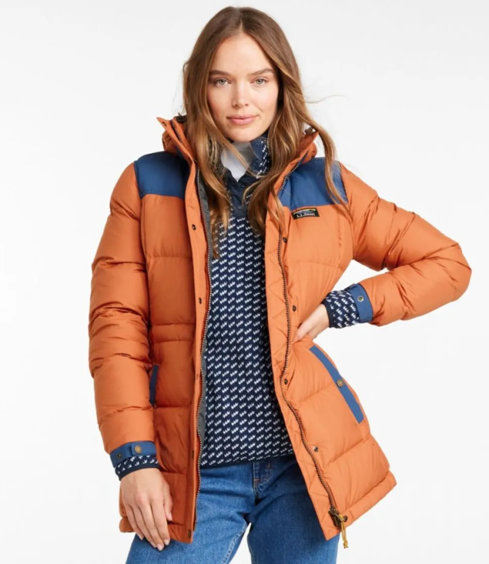 Sale L.L.Bean "Women's Mountain Classic Down Parka, Colorblock" Auburn/BrightMariner