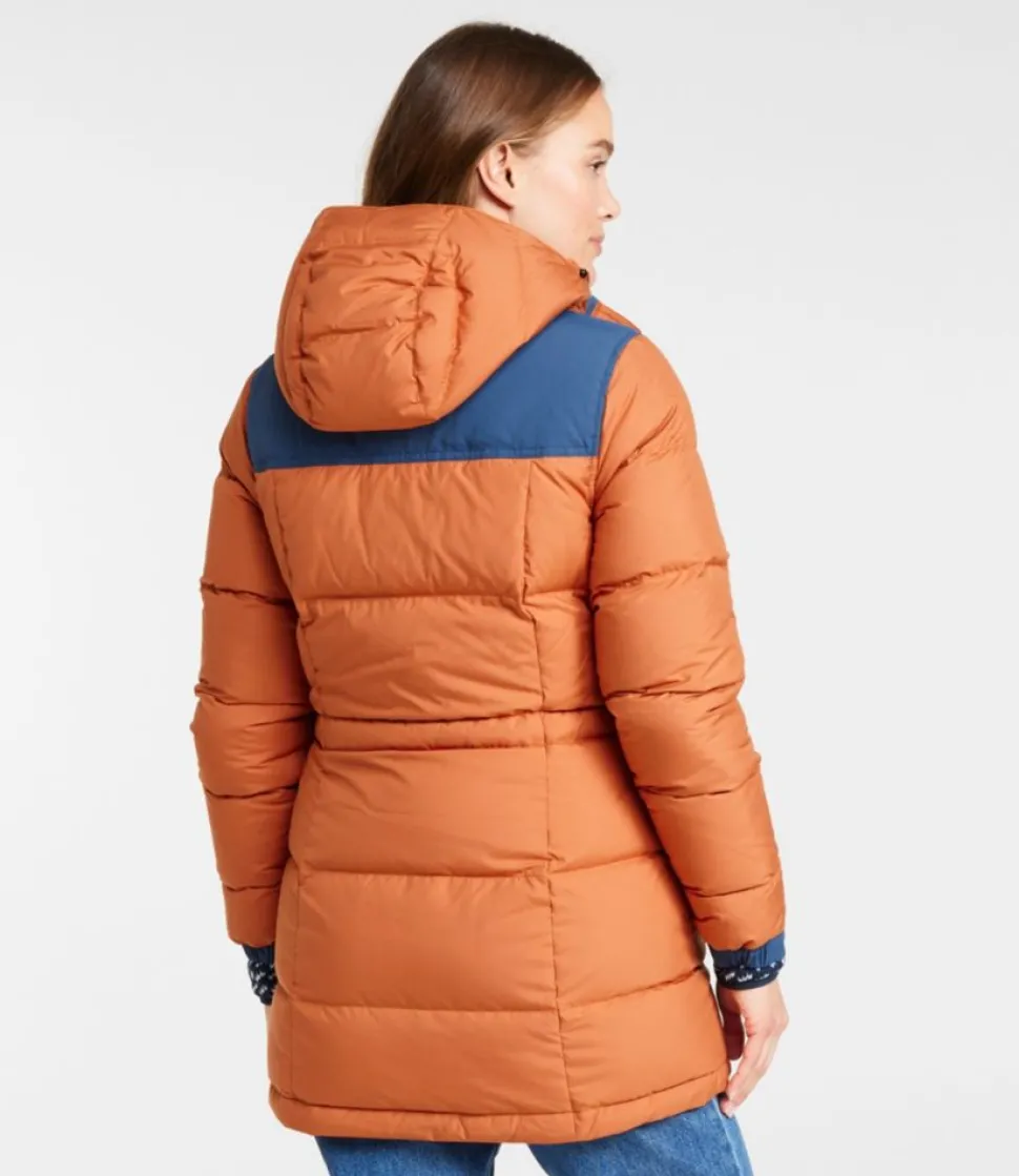 Sale L.L.Bean "Women's Mountain Classic Down Parka, Colorblock" Auburn/BrightMariner