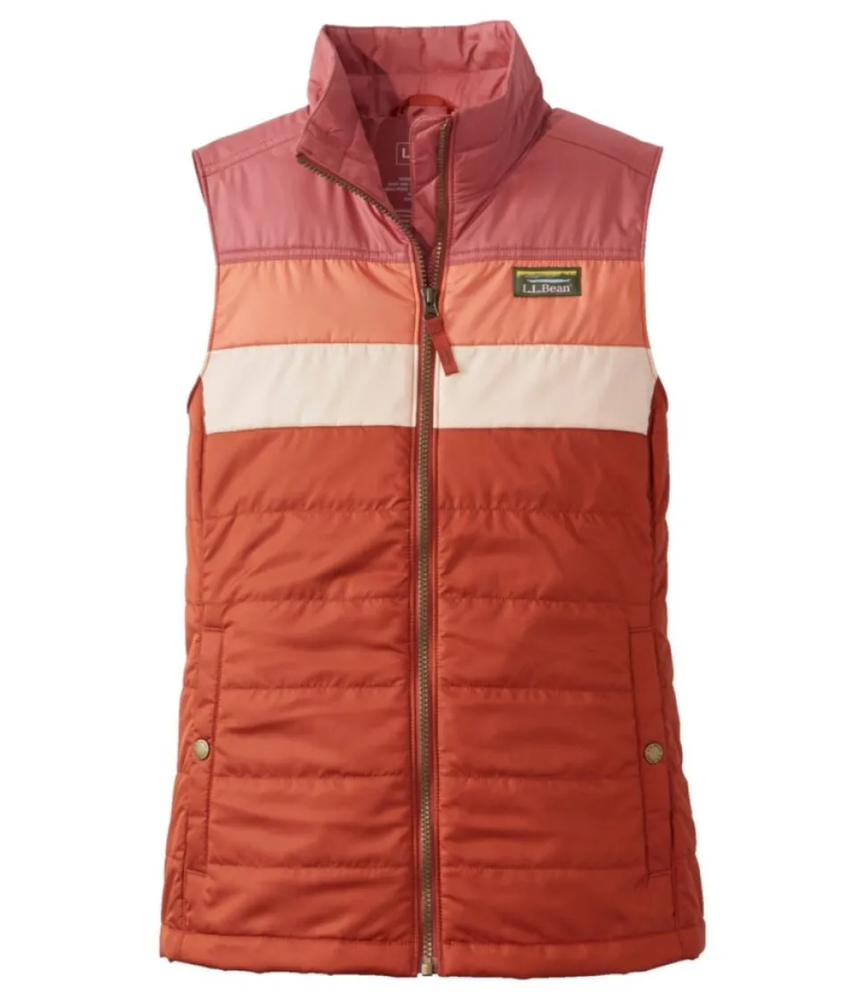 Discount L.L.Bean "Women's Mountain Classic Puffer Vest, Colorblock" StormBlue/SteelBlue
