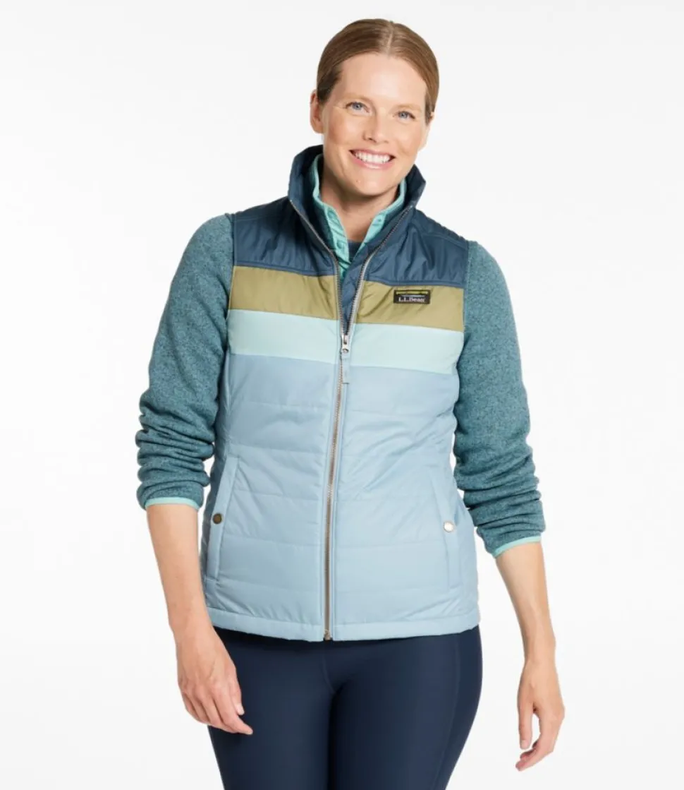 Discount L.L.Bean "Women's Mountain Classic Puffer Vest, Colorblock" StormBlue/SteelBlue