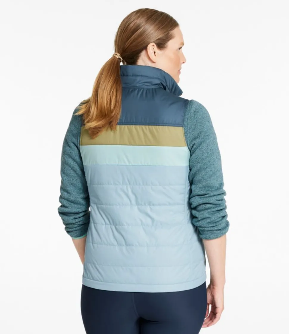Discount L.L.Bean "Women's Mountain Classic Puffer Vest, Colorblock" StormBlue/SteelBlue
