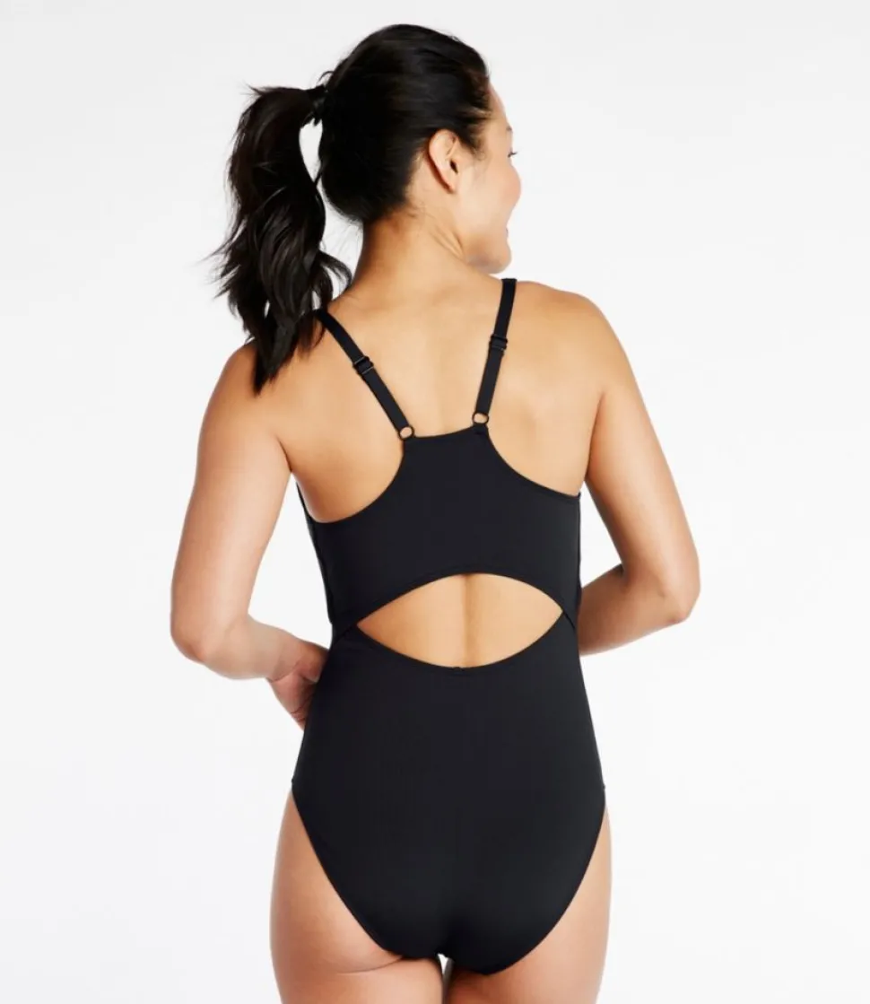 Fashion L.L.Bean "Women's New Currents Swimwear, Squareneck Tanksuit" Black
