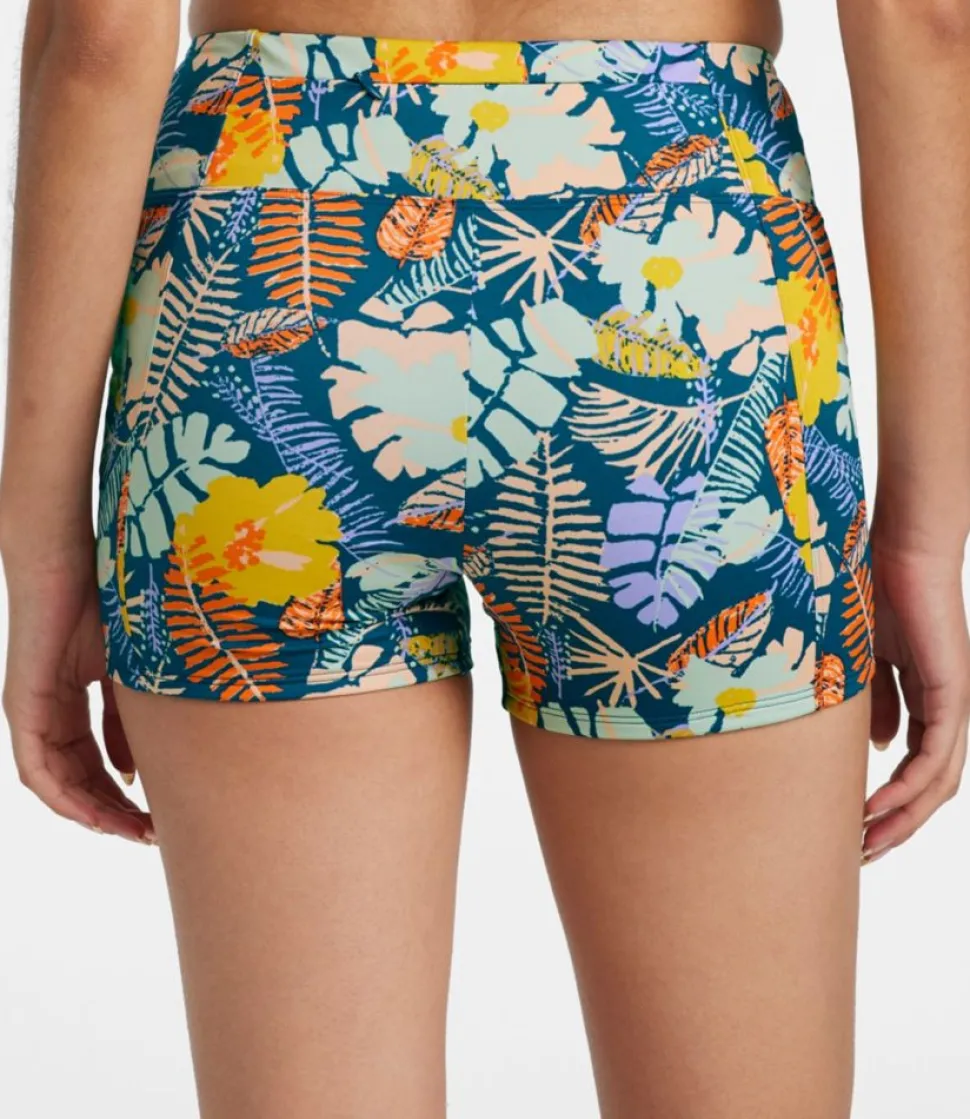 Hot L.L.Bean "Women's New Currents Swimwear, Swim Shorts Print" DeepwaterBlueMultiFern