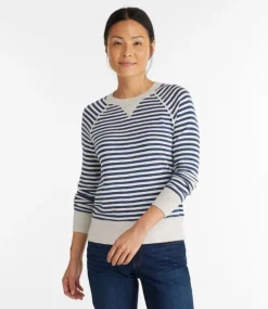 Clearance L.L.Bean "Women's Organic Cotton Slub Sweater, Crewneck Stripe"