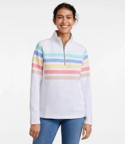 Cheap L.L.Bean "Women's Peaks Island Quarter-Zip Pullover, Stripe"
