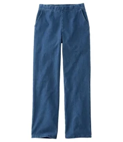 Cheap L.L.Bean "Women's Perfect Fit Pants, Denim Straight-Leg Fleece-Backed" Indigo