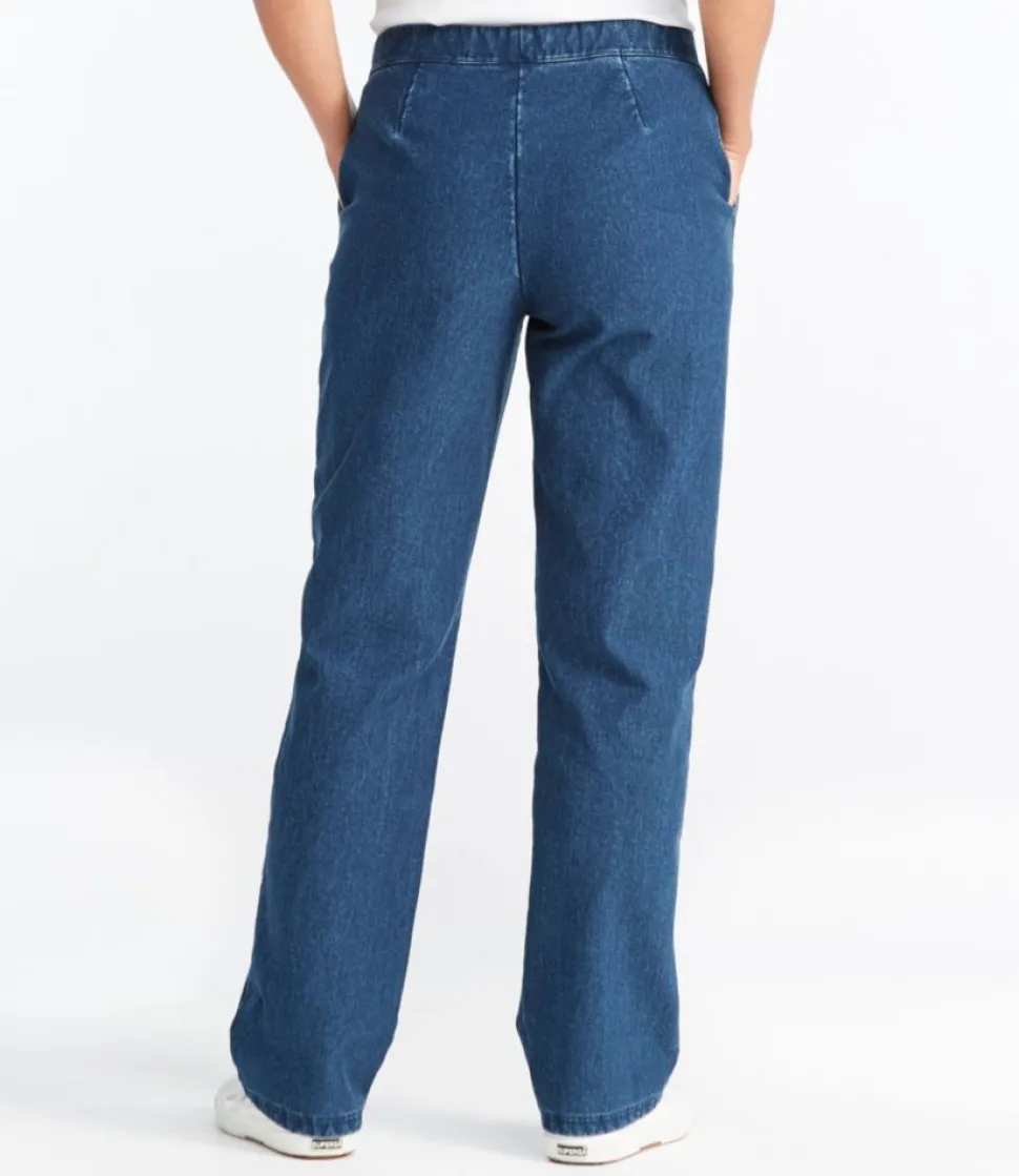 Cheap L.L.Bean "Women's Perfect Fit Pants, Denim Straight-Leg Fleece-Backed" Indigo