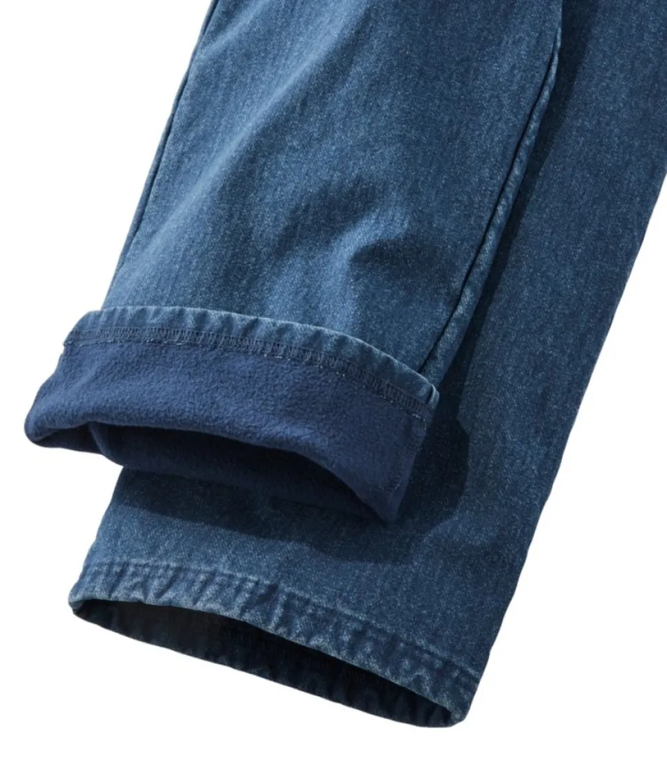 Cheap L.L.Bean "Women's Perfect Fit Pants, Denim Straight-Leg Fleece-Backed" Indigo