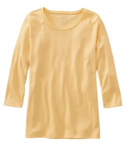 Online L.L.Bean "Women's Pima Cotton Shaped Tee, Three-Quarter-Sleeve Jewelneck"