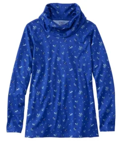 Hot L.L.Bean "Women's Pima Cotton Tee, Long-Sleeve Cowlneck Print"