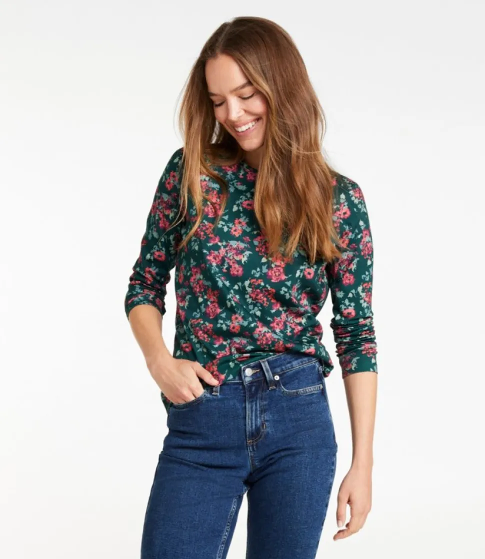 Best L.L.Bean "Women's Pima Cotton Tee, Long-Sleeve Crewneck Print"