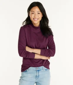 Online L.L.Bean "Women's Pima Cotton Tee, Long-Sleeve Mockneck"