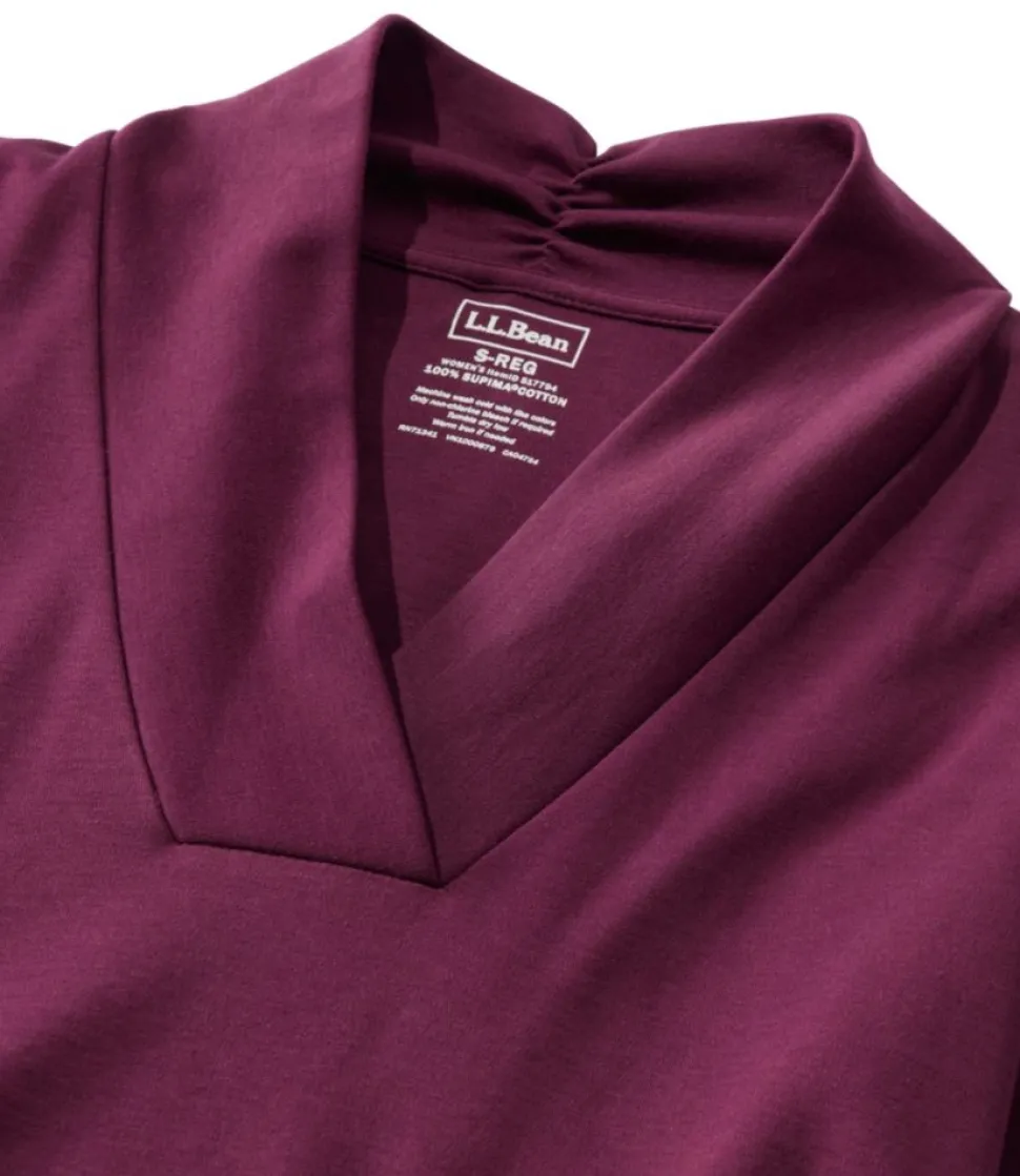 Fashion L.L.Bean "Women's Pima Cotton Tee, Shawl Long-Sleeve"
